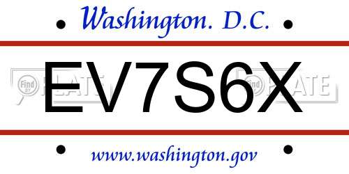 EV7S6X District Of Columbia License Plate
