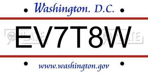 EV7T8W District Of Columbia License Plate
