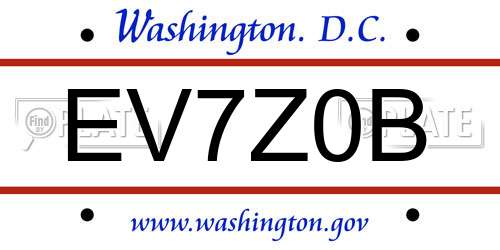 EV7Z0B District Of Columbia License Plate