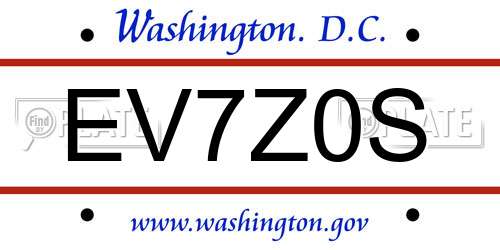 EV7Z0S District Of Columbia License Plate
