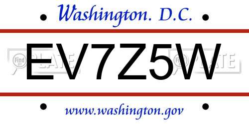 EV7Z5W District Of Columbia License Plate