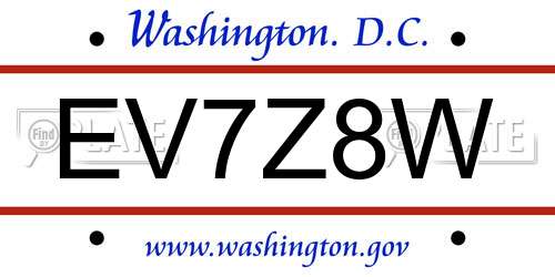 EV7Z8W District Of Columbia License Plate