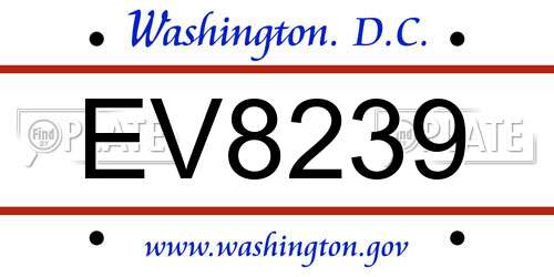 EV8239 District Of Columbia License Plate