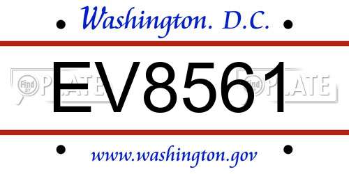 EV8561 District Of Columbia License Plate