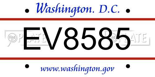 EV8585 District Of Columbia License Plate