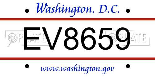 EV8659 District Of Columbia License Plate