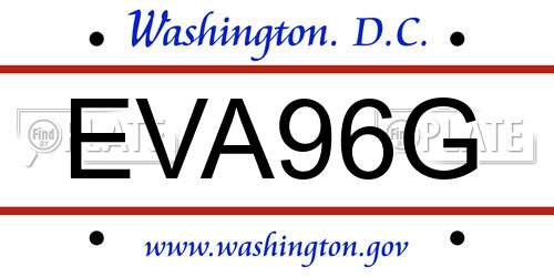 EVA96G District Of Columbia License Plate