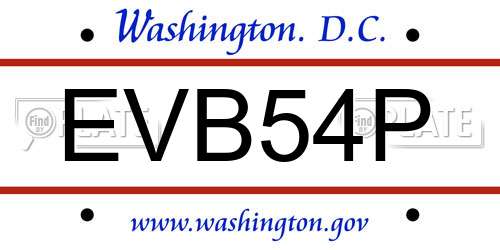 EVB54P District Of Columbia License Plate