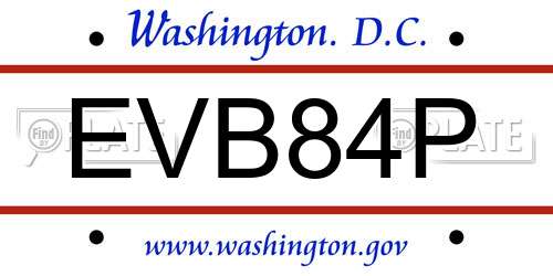 EVB84P District Of Columbia License Plate