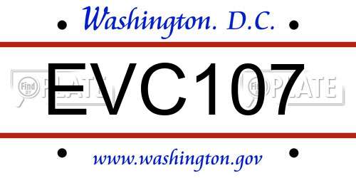 EVC107 District Of Columbia License Plate