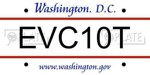 EVC10T District Of Columbia License Plate