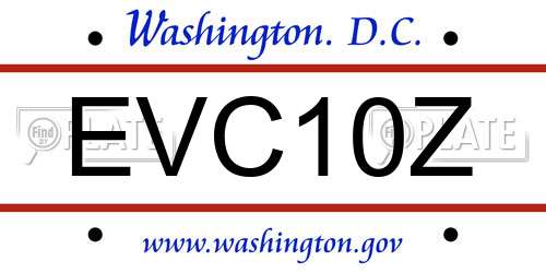 EVC10Z District Of Columbia License Plate