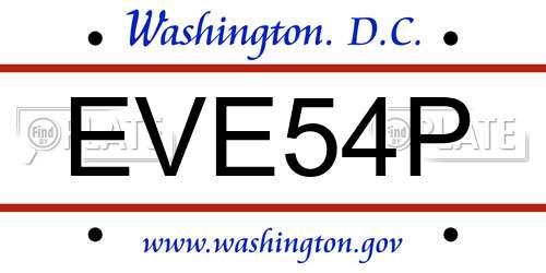 EVE54P District Of Columbia License Plate
