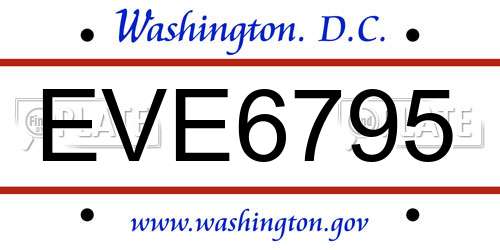 EVE6795 District Of Columbia License Plate