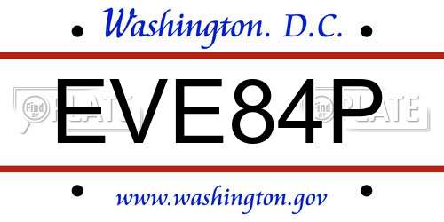 EVE84P District Of Columbia License Plate