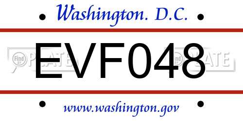 EVF048 District Of Columbia License Plate