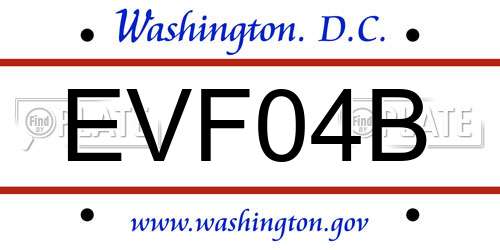 EVF04B District Of Columbia License Plate