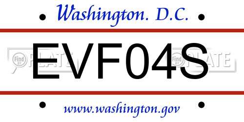 EVF04S District Of Columbia License Plate