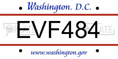 EVF484 District Of Columbia License Plate