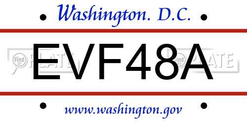 EVF48A District Of Columbia License Plate