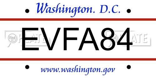 EVFA84 District Of Columbia License Plate