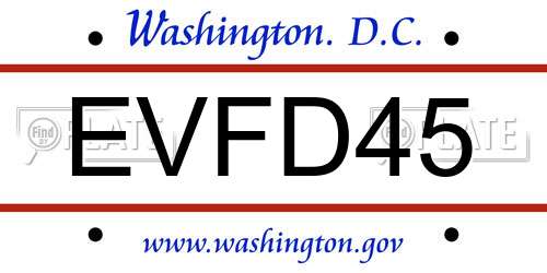EVFD45 District Of Columbia License Plate