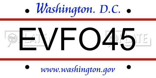 EVFO45 District Of Columbia License Plate