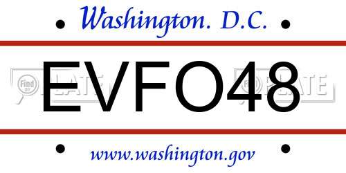 EVFO48 District Of Columbia License Plate