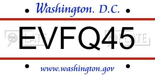 EVFQ45 District Of Columbia License Plate