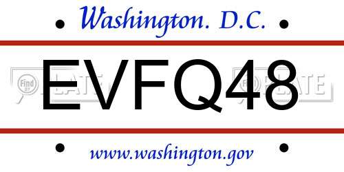 EVFQ48 District Of Columbia License Plate