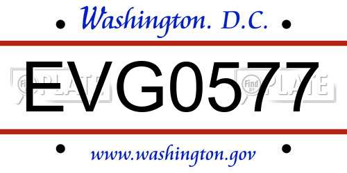 EVG0577 District Of Columbia License Plate