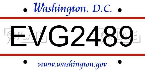 EVG2489 District Of Columbia License Plate