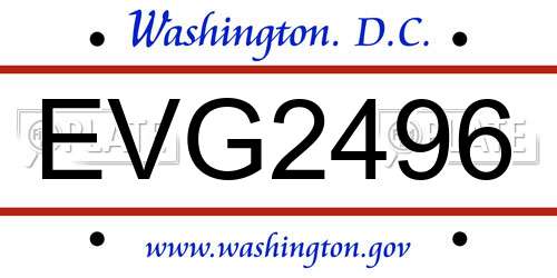 EVG2496 District Of Columbia License Plate
