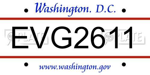 EVG2611 District Of Columbia License Plate