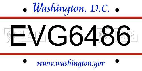 EVG6486 District Of Columbia License Plate