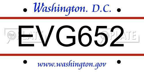 EVG652 District Of Columbia License Plate
