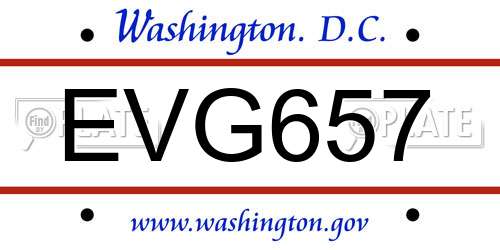 EVG657 District Of Columbia License Plate