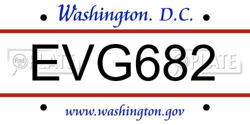 EVG682 District Of Columbia License Plate