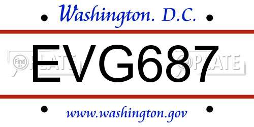 EVG687 District Of Columbia License Plate