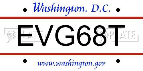 EVG68T District Of Columbia License Plate