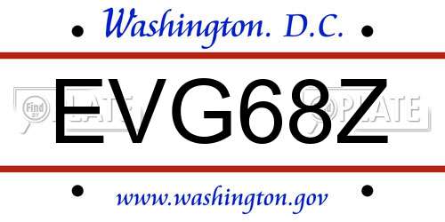 EVG68Z District Of Columbia License Plate