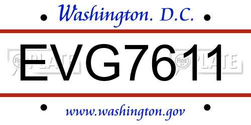 EVG7611 District Of Columbia License Plate