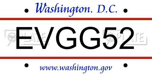 EVGG52 District Of Columbia License Plate