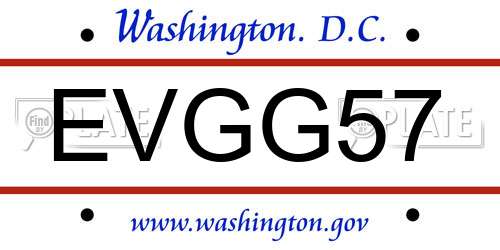 EVGG57 District Of Columbia License Plate