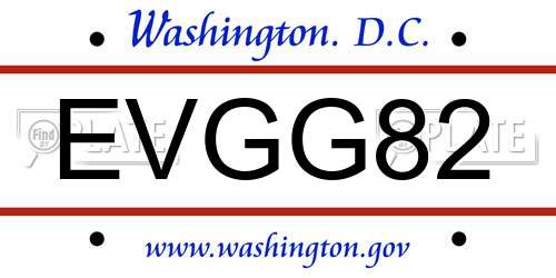EVGG82 District Of Columbia License Plate