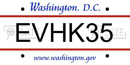 EVHK35 District Of Columbia License Plate