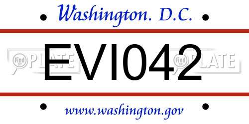 EVI042 District Of Columbia License Plate