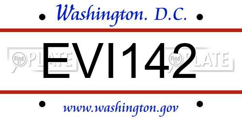 EVI142 District Of Columbia License Plate