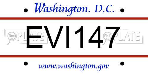 EVI147 District Of Columbia License Plate