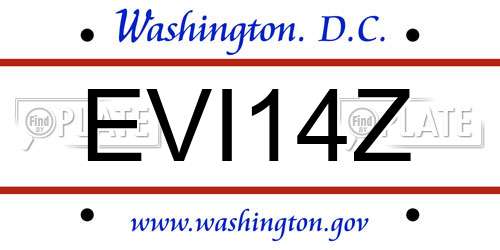 EVI14Z District Of Columbia License Plate